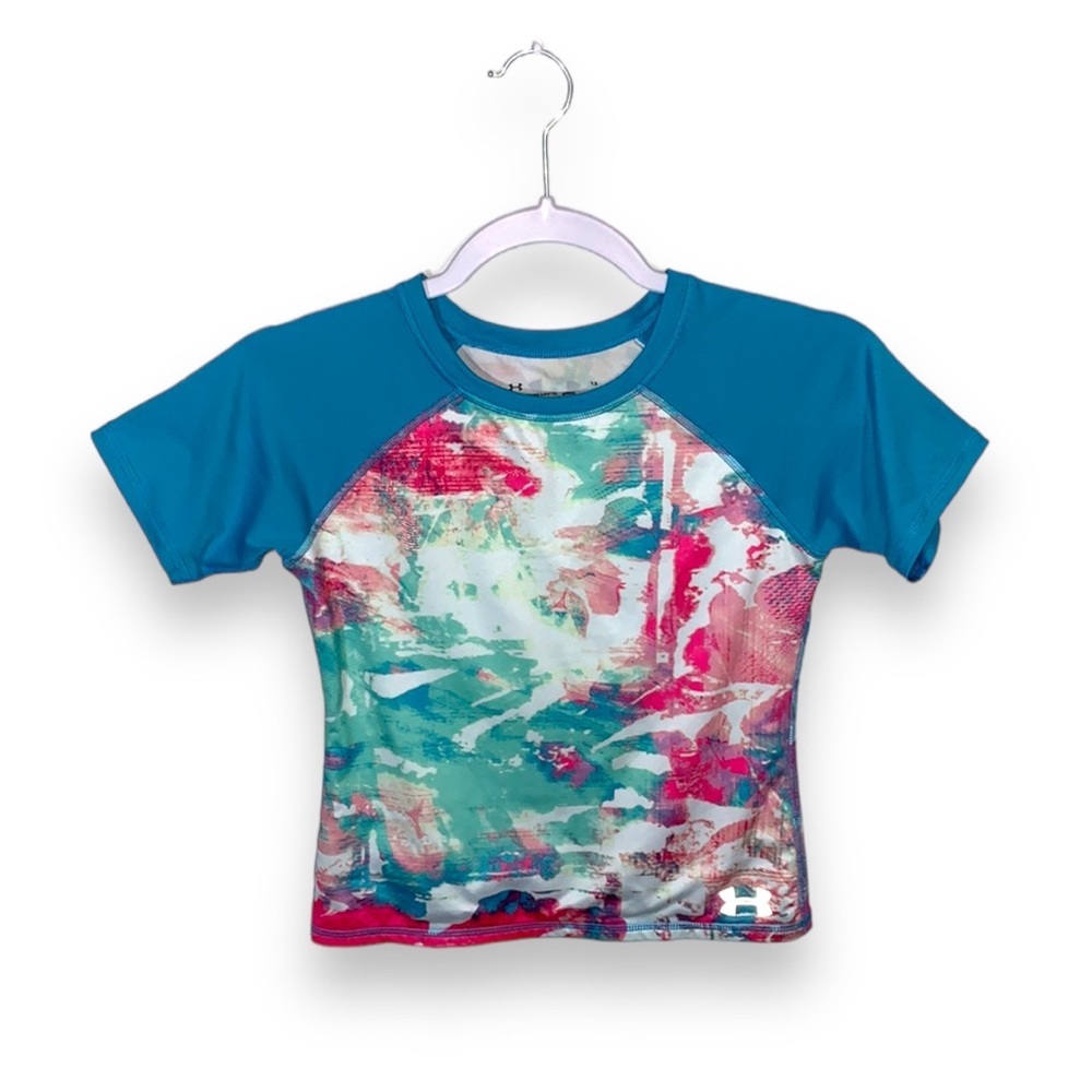 Under Armour HeatGear Blue Tie Dye Swim Shirt Size Youth 12